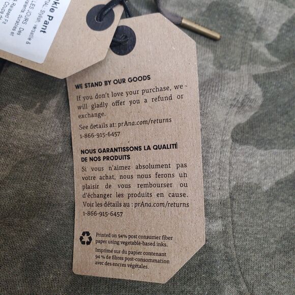 Prana Ankle Pant Sage Camo Green Print Hemp Relaxed Fit Pockets Women's XL NWT - Picture 6 of 16